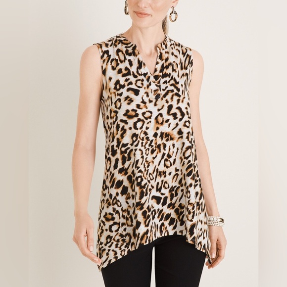 Chicos NWT Leopard Print Cotton Slub Tunic Tank Size 1 - Picture 13 of 13